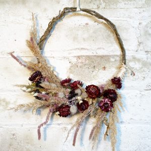 Autumn Half Moon Wreath, a dried flower wreath with summer dried flower arrangement from Silver Acres