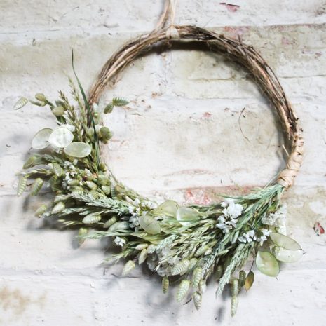 Silver Acres Half Moon Wreath, a dried flower wreath with summer dried flower wreaths arrangement from Silver Acres